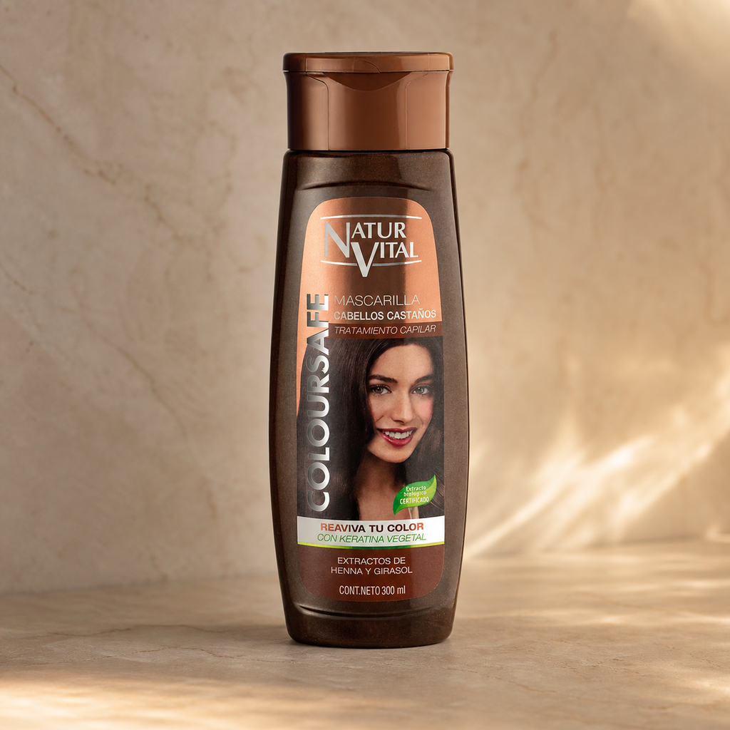 Mascarilla con Color NaturVital ColourSafe Cabellos Castaños 300 ml