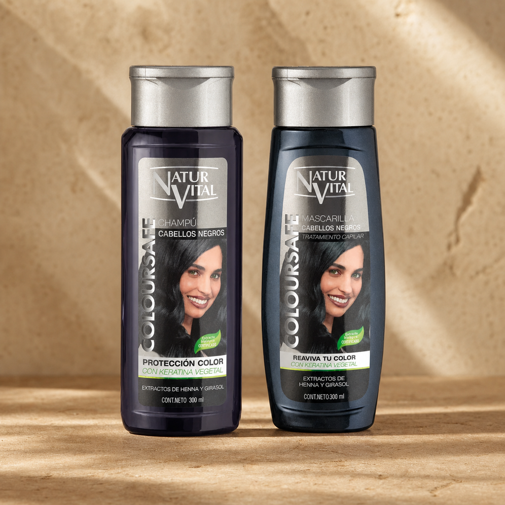 Dúo NaturVital ColourSafe Cabellos Negros Shampoo + Mascarilla 2 × 300 ml