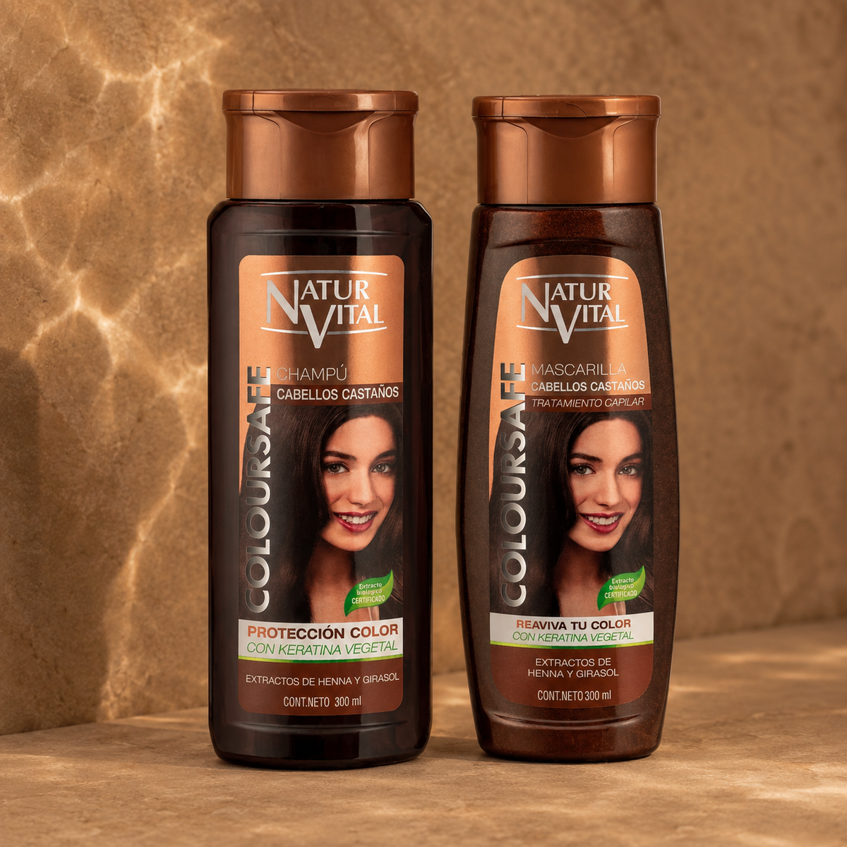 Dúo NaturVital ColourSafe Cabellos Castaños Shampoo + Mascarilla 2 × 300 ml