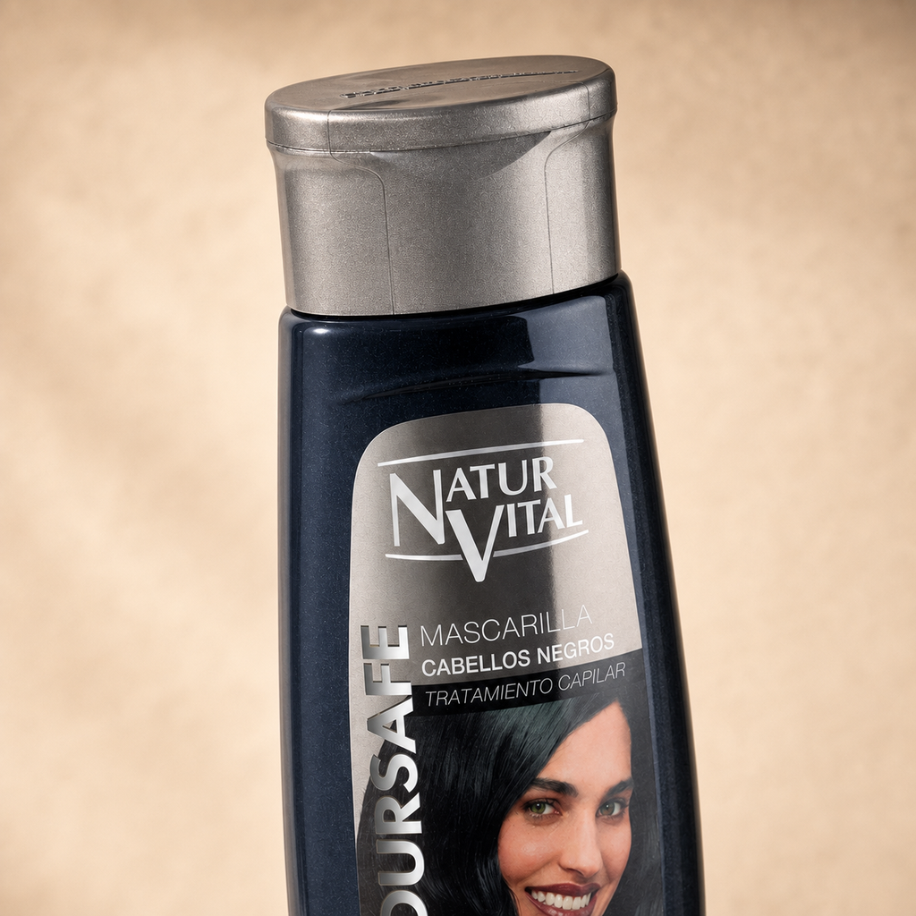 Mascarilla con Color NaturVital ColourSafe Cabellos Negros 300 ml